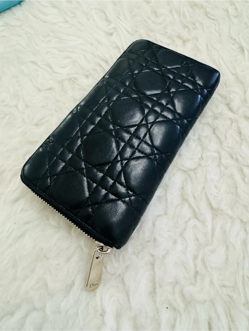 Dior Black Quilted Leather Zip-Around Wallet